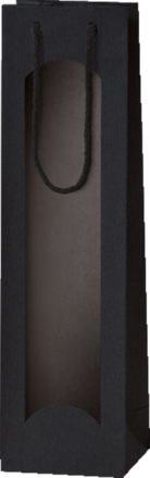 Bärväska Lino svart med fönster, för en flaska Mått: 100 x 80 x 360 mm